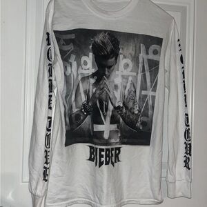 Used JUSTIN BIEBER Purpose 2016 Tour T-SHIRT Men SMALL Long Sleeve World Concert